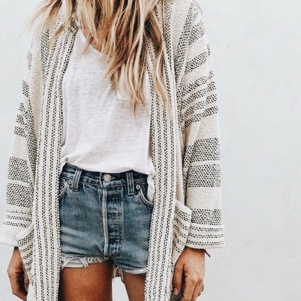 Lovestitch - Scrunchy/Slouchy Stripe Cotton Cardigan - Size M/L MSRP $150